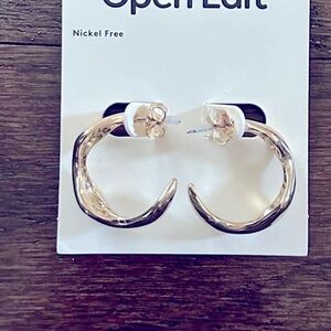 Open Edit-Wavy Molten Hoop Earrings-Gold rhodium-NWT